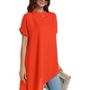image:imageLYANER Womens Irregular Hem Dressy Top  Summer Mock Neck Short Sleeve Loose Fit Elegant Casual Blouse Tops Work ShirtPure Orange