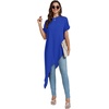 image:imageLYANER Womens Irregular Hem Dressy Top  Summer Mock Neck Short Sleeve Loose Fit Elegant Casual Blouse Tops Work ShirtPure Royal Blue