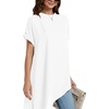image:imageLYANER Womens Irregular Hem Dressy Top  Summer Mock Neck Short Sleeve Loose Fit Elegant Casual Blouse Tops Work ShirtPure White