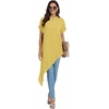 image:imageLYANER Womens Irregular Hem Dressy Top  Summer Mock Neck Short Sleeve Loose Fit Elegant Casual Blouse Tops Work ShirtYellow
