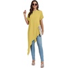 image:imageLYANER Womens Irregular Hem Dressy Top  Summer Mock Neck Short Sleeve Loose Fit Elegant Casual Blouse Tops Work ShirtYellow