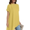 image:imageLYANER Womens Irregular Hem Dressy Top  Summer Mock Neck Short Sleeve Loose Fit Elegant Casual Blouse Tops Work ShirtYellow