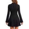 image:imageLYANER Womens Mock Neck Bell Long Sleeve Ruffle A Line Back Zipper Business Casual Mini DressBlack