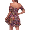 image:imageLYANER Womens Off Shoulder Casual Dress  Summer Tie Back Wrap Layer Ruffle A Line Short Sleeve Party Elegant Mini DressesBlack Red Floral