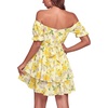 image:imageLYANER Womens Off Shoulder Casual Dress  Summer Tie Back Wrap Layer Ruffle A Line Short Sleeve Party Elegant Mini DressesChampagne Rose Floral