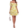image:imageLYANER Womens Off Shoulder Casual Dress  Summer Tie Back Wrap Layer Ruffle A Line Short Sleeve Party Elegant Mini DressesChampagne Rose Floral