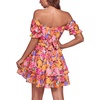 image:imageLYANER Womens Off Shoulder Casual Dress  Summer Tie Back Wrap Layer Ruffle A Line Short Sleeve Party Elegant Mini DressesFlower Print