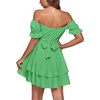 image:imageLYANER Womens Off Shoulder Casual Dress  Summer Tie Back Wrap Layer Ruffle A Line Short Sleeve Party Elegant Mini DressesGrass Green