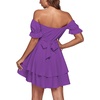 image:imageLYANER Womens Off Shoulder Casual Dress  Summer Tie Back Wrap Layer Ruffle A Line Short Sleeve Party Elegant Mini DressesPurple