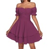 image:imageLYANER Womens Off Shoulder Casual Dress  Summer Tie Back Wrap Layer Ruffle A Line Short Sleeve Party Elegant Mini DressesPurplish Red