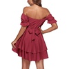 image:imageLYANER Womens Off Shoulder Casual Dress  Summer Tie Back Wrap Layer Ruffle A Line Short Sleeve Party Elegant Mini DressesRust Red