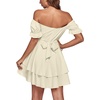 image:imageLYANER Womens Off Shoulder Casual Dress  Summer Tie Back Wrap Layer Ruffle A Line Short Sleeve Party Elegant Mini DressesSolid Apricot
