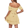 image:imageLYANER Womens Off Shoulder Casual Dress  Summer Tie Back Wrap Layer Ruffle A Line Short Sleeve Party Elegant Mini DressesSolid Light Yellow
