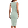 image:imageLYANER Womens Ribbed Knit Work Office Midi Dress  Crewneck Sleeveless Stretch Bodycon Knee Length Party DressesBean Green