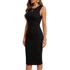 image:imageLYANER Womens Ribbed Knit Work Office Midi Dress  Crewneck Sleeveless Stretch Bodycon Knee Length Party DressesBlack