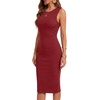 image:imageLYANER Womens Ribbed Knit Work Office Midi Dress  Crewneck Sleeveless Stretch Bodycon Knee Length Party DressesBurgundy