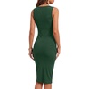 image:imageLYANER Womens Ribbed Knit Work Office Midi Dress  Crewneck Sleeveless Stretch Bodycon Knee Length Party DressesDark Green