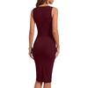 image:imageLYANER Womens Ribbed Knit Work Office Midi Dress  Crewneck Sleeveless Stretch Bodycon Knee Length Party DressesDeep Red