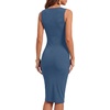 image:imageLYANER Womens Ribbed Knit Work Office Midi Dress  Crewneck Sleeveless Stretch Bodycon Knee Length Party DressesDenim Blue