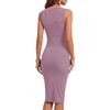 image:imageLYANER Womens Ribbed Knit Work Office Midi Dress  Crewneck Sleeveless Stretch Bodycon Knee Length Party DressesDusty Purple
