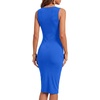 image:imageLYANER Womens Ribbed Knit Work Office Midi Dress  Crewneck Sleeveless Stretch Bodycon Knee Length Party DressesLight Royal Blue