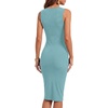 image:imageLYANER Womens Ribbed Knit Work Office Midi Dress  Crewneck Sleeveless Stretch Bodycon Knee Length Party DressesMint Green