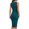 image:imageLYANER Womens Ribbed Knit Work Office Midi Dress  Crewneck Sleeveless Stretch Bodycon Knee Length Party DressesWood Green