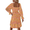image:imageLYANER Womens Shirred Party Mini Dress  Square Neck Lantern Long Sleeve Ruffle A Line Flowy Casual Short DressesPink Floral Print