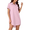 image:imageLYANER Womens Shirt Dress Collar Neck Short Sleeve Button Down Blouse DressBaby Pink