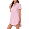 image:imageLYANER Womens Shirt Dress Collar Neck Short Sleeve Button Down Blouse DressBaby Pink