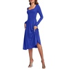 image:imageLYANER Womens Square Neck Long Sleeve Empire Waist A Line Flare Solid Midi DressDark Royal Blue