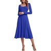 image:imageLYANER Womens Square Neck Long Sleeve Empire Waist A Line Flare Solid Midi DressDark Royal Blue
