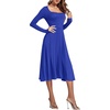 image:imageLYANER Womens Square Neck Long Sleeve Empire Waist A Line Flare Solid Midi DressDark Royal Blue