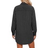 image:imageLYANER Womens Striped Tie Front Casual Mini Dress  Lapel Collar Drop Shoulder Long Sleeve Button Cuffs Curved Hem Comfy Soft Short DressesBlack