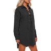 image:imageLYANER Womens Striped Tie Front Casual Mini Dress  Lapel Collar Drop Shoulder Long Sleeve Button Cuffs Curved Hem Comfy Soft Short DressesBlack