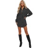 image:imageLYANER Womens Striped Tie Front Casual Mini Dress  Lapel Collar Drop Shoulder Long Sleeve Button Cuffs Curved Hem Comfy Soft Short DressesBlack