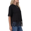 image:imageLYANER Womens Summer Lace Trim Casual T Shirts  Round Neck Short Sleeve Loose Fit Dressy Blouse Tee TopBlack