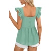 image:imageLYANER Womens Summer Sleeveless Peplum Blouse Square Neck Ruffle Strap Babydoll Tank TopLight Green