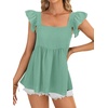 image:imageLYANER Womens Summer Sleeveless Peplum Blouse Square Neck Ruffle Strap Babydoll Tank TopLight Green
