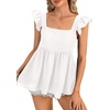 image:imageLYANER Womens Summer Sleeveless Peplum Blouse Square Neck Ruffle Strap Babydoll Tank TopWhite
