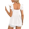 image:imageLYANER Womens Summer Sleeveless Peplum Blouse Square Neck Ruffle Strap Babydoll Tank TopWhite