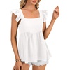 image:imageLYANER Womens Summer Sleeveless Peplum Blouse Square Neck Ruffle Strap Babydoll Tank TopWhite