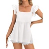 image:imageLYANER Womens Summer Sleeveless Peplum Blouse Square Neck Ruffle Strap Babydoll Tank TopWhite