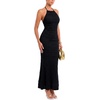 image:imageLYANER Womens Tie Backless Tiered Halter Dress  Summer Sleeveless Ruffle Bodycon Beach Vacation Cocktail Party Wedding Guest Boho Casual Maxi DressesBlack