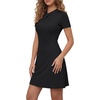 image:imageLYANER Womens Twist Knot Elegant Mini Dress  Crew Neck Short Sleeve Fit and Flare A Line Mid Thigh Length Bodycon Cocktail Party Office Short DressesBlack