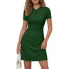 image:imageLYANER Womens Twist Knot Elegant Mini Dress  Crew Neck Short Sleeve Fit and Flare A Line Mid Thigh Length Bodycon Cocktail Party Office Short DressesDark Green01