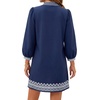 image:imageLYANER Womens V Neck 34 Sleeve Boho Mini Dress  Summer Puff Sleeve Loose Fit Dressy Casual Beach Vacation Short DressesNavy Blue