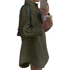 image:imageLYANER Womens V Neck Casual Shirt Dress  Collar Button Down Loose Long Sleeve Mini DressesArmy Green