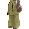 image:imageLYANER Womens V Neck Casual Shirt Dress  Collar Button Down Loose Long Sleeve Mini DressesBean Green
