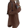image:imageLYANER Womens V Neck Casual Shirt Dress  Collar Button Down Loose Long Sleeve Mini DressesDark Brown